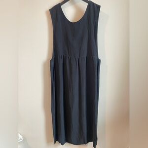 Horses Atelier black linen blend apron dress midi fits S or M 4/6 boxy